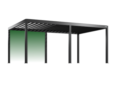 Black metal pergola with green gradient on a white background