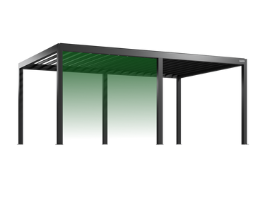 Black pergola structure on a white background