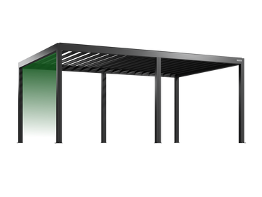 Black metal pergola with green mark on a white background