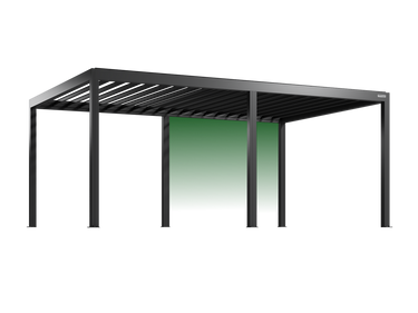 Black metal pergola structure on a white background
