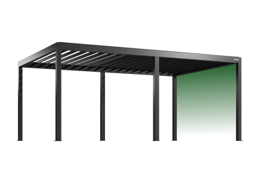Black metal pergola with green gradient on a white background