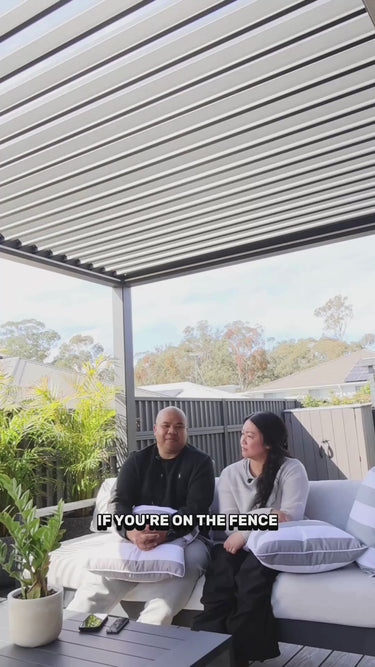 Australian couple given a testimonial of their experience with a Pergolux Pergola
