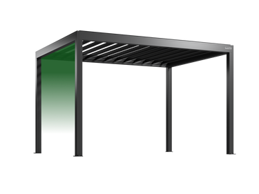 Black metal pergola with green gradient on a white background