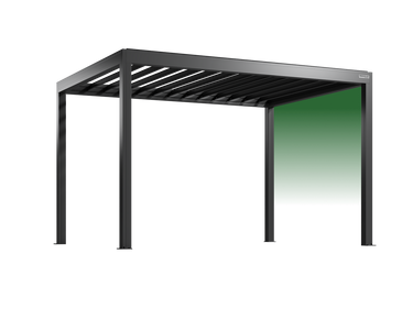 Black metal pergola structure on a white background