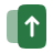 Green arrow icon pointing upwards on a white background