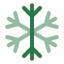 Green snowflake icon on a white background