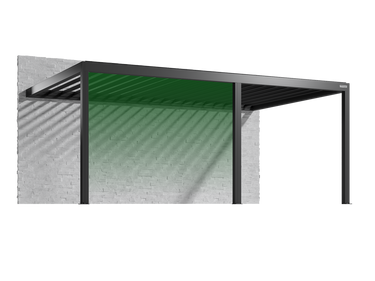 Black metal pergola structure on a white background