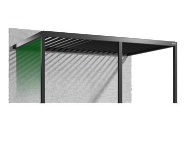 Black metal pergola with green wall on a white background