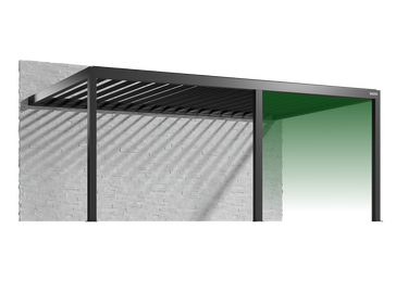 Pergola with a green mark and black frame on a white background