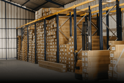 Pergolux warehouse storing long pergola boxes