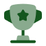 Green trophy with a star on top against a white background