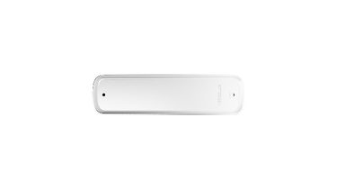 Front face of white PERGOLUX wind sensor with rounded corners