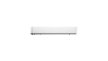 White low-profile wind sensor unit for outdoor awnings