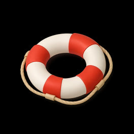Life buoy toy with red and white stripes on a transparent background